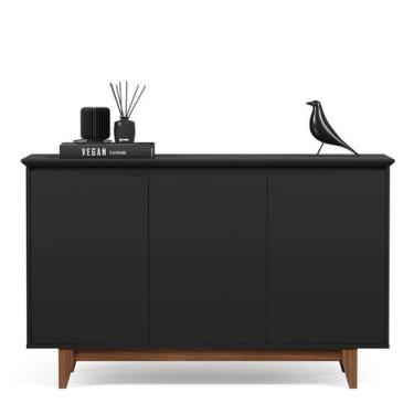 Imagem de Buffet Aparador para Sala de Jantar 3 Portas Flop - Ej Móveis, Preto