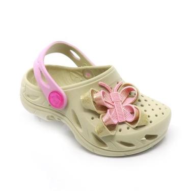 Imagem de Babuche Infantil Plugt Ventor Baby Bege Estampa Borboleta Dupla, Confo