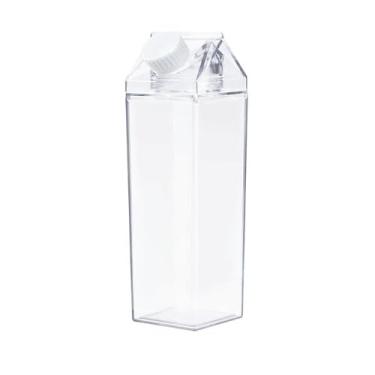 Imagem de Fujolu Garrafa de leite de acrílico transparente de 500 ml – Recipiente portátil e à prova de vazamento para suco, água, vitaminas – livre de BPA, reutilizável, pode ser lavado na lava-louças