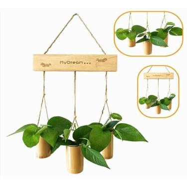 Imagem de Arooow Design de vaso de bambu feito à mão, ecológico e durável, material natural, adequado para inserir flores artificiais e plantas suculentas (28,4 cm)