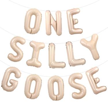 Imagem de Wonmelody Decoração Para Festa De 1º Aniversário Ganso, Banner Balão One Silly Geese, Tema Animais Fazenda, Meninos E Meninas, Engraçado, Bege