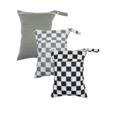 Imagem de Kawigo Bolsa Seca E Molhada Reutilizável À Prova D'Água Para Natação, Viagem, Praia, Piscina, Ioga, Academia Bebê, Fraldas De Pano, Maiôs, Roupas, Dois Bolsos Com Zíper, Pacote 3 3L14