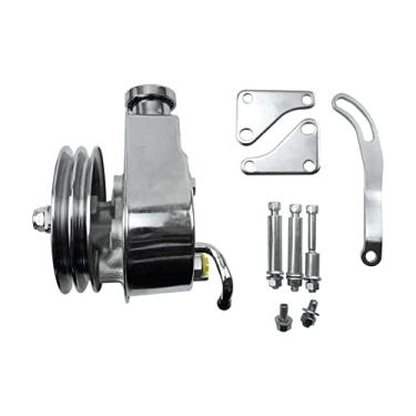 Imagem de Bomba de direção hidráulica cromada e polia de chaveta SBC substituição para 3913C 4312C 9609x Apto para Chevy GM