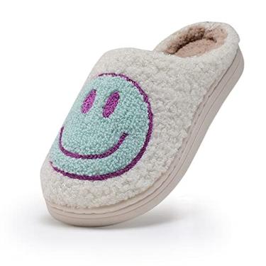 Imagem de COVS Pantufas Fofas Para Crianças Com Sorriso No Rosto, Meninos E Meninas, Macias, De Pelúcia, Antiderrapantes, Quentes Pequenas, Ambientes Internos Externos (Roxo 34/35)