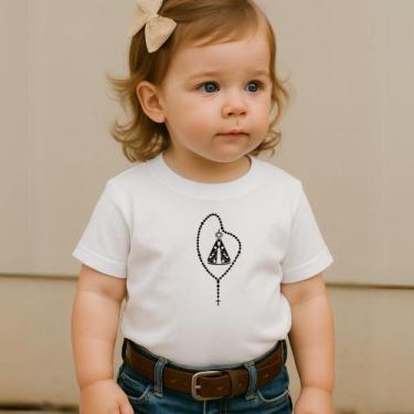 Imagem de Camiseta 100%Algodão Feminina Country Estampa Terço Nossa Senhora Apar