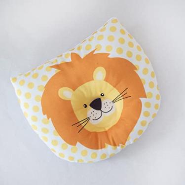Imagem de Travesseiro Anatômico Bebê, Apoio de Cabeça com Estampas de Animais, 25x22cm, Fibra de Silicone (LEÃO)