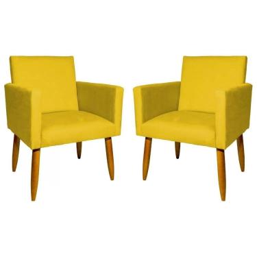 Imagem de Kit 2 Poltronas Nina Sala De Estar Luxo Suede Amarelo
