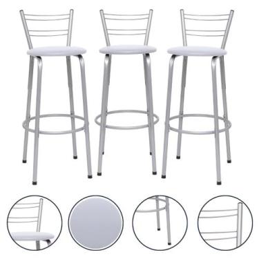 Imagem de Banquetas Cadeiras Bancos Alto 70cm 3 Unidades Premium Para Cozinha Ba