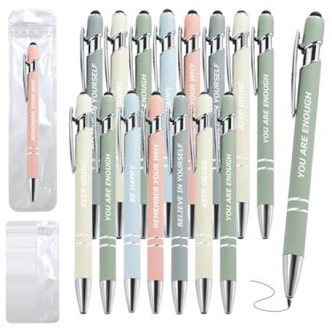 Imagem de Kit de 100 canetas inspiradoras com ponta e frases – 50 canetas motivacionais + 50 bolsas individuais – citação edificante e ideias positivas – para professores, escritório, escola, reuniões, eventos