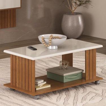 Imagem de Mesa de Centro Ripada 100cm Mila Artely, Cinamomo/Off White