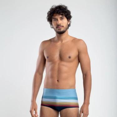 Imagem de Sunga Lisa/Estampada Hang Loose, Azul-aço, M