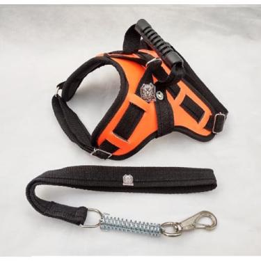 Imagem de Peitoral Coleira Pitbull Pastor Alemão Rotwailler Reforçada Couro(LARANJA,P)