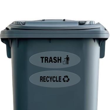 Imagem de YIKIADA Pacote com 10 adesivos ovais para latas de lixo recicláveis, 22 x 7,6 cm, adesivos autoadesivos autoadesivos à prova d'água resistente a UV para lixeira doméstica e negócios