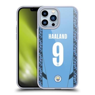 Imagem de Head Case Designs Capa de gel macia oficialmente licenciada pelo Manchester City Man City FC Erling Haaland 2024/25 Players Home Kit compatível com Apple iPhone 13 Pro Max