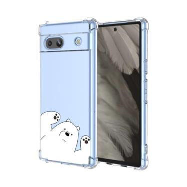 Imagem de OEURVQO Capa para Pixel 7A Google 7A, estampa de urso fofo com desenho animado animal, amortecedor de TPU macio à prova de choque, capa protetora de silicone para celular para Google Pixel 7A, urso