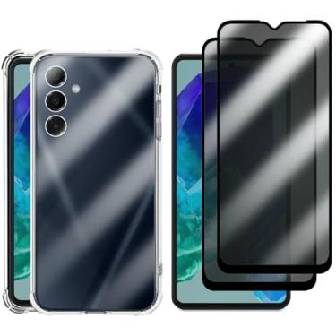 Imagem de Kit Proteção Para Galaxy M55, 2 Películas de Vidro Privacidade + Capa Transparente Anti Impacto