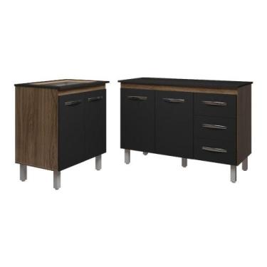 Imagem de Balcão Para Cooktop 4 Bocas Fran E Armário Bruna 118 Cm Cozinha Gabine