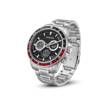 Imagem de Relógio Masculino Luxo Leisit Prata e Preto Orig. à Prova d'Água com Caixa estilo submaniner – Esportivo, Casual e Social
