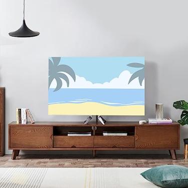 Imagem de Capas de TV Capa protetora contra poeira para TV interna colorida 82-190 cm capa protetora de tela curva para mesa de trabalho capas decorativas para LCD LED-Print-3||52-60 polegadas