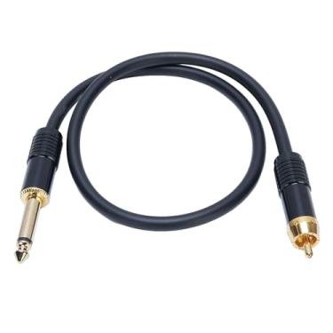 Imagem de Av a um Cabo de áudio de 1/4 de Polegada, Ouro Manchado de 6,35 Mm de Macho Mono a Av que Manchas de Patch para o Amplificador de Mixer de Alto -falante, Preto, 0,5m
