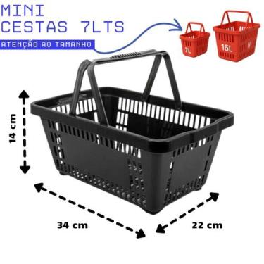 Imagem de KIT 12 Mini Cestas/Cestinhas Farmácia 34x22x14cm Cesta Mercado Loja 7l