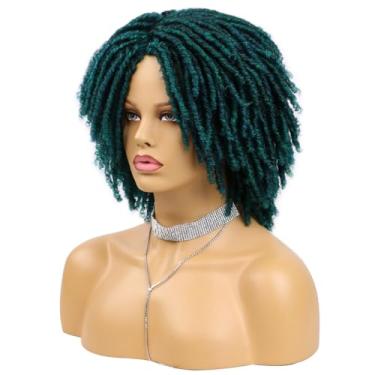 Imagem de Ymiko Perucas Curtas de Dreadlock para Mulheres Negras Afro Bob, Peruca Sintética Com Rede de Cabelo Respirável, Tampa de Cabelo Ajustável, de Torcer (Verde)
