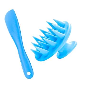 Imagem de Kit Massageador Lavatório de Silicone e Espátula (AZUL)