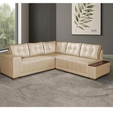 Imagem de Sofá de Canto Ouro Fino 7 Lugares 236cm x 236cm Tecido Linho Lufer, be