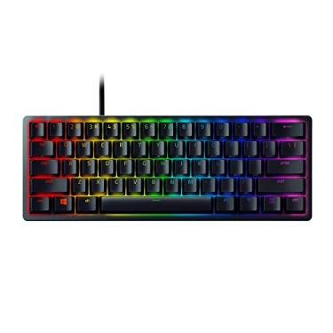 Imagem de Razer Mini teclado para jogos Huntsman 60%: interruptores de teclado rápidos - interruptores ópticos lineares - iluminação RGB cromada - teclas PBT - Torneira de encaixe de memória integrada - Preto