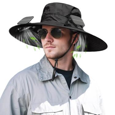 Imagem de Chapéu de ventilador movido a energia solar InKarts Wide Brim UPF 50+ preto