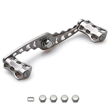 Imagem de HEIGHTEN Cabo de molinete de pesca de 95 mm/110 mm para Shimano Daiwa Abu Garci Penn Kastking Lew's Baitcasting Reel Power Crank Acessório (prata, alça de 95 mm e botão de 22 mm) (0202)