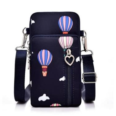 Imagem de Bolsa feminina transversal para celular, pulseira, pulseira esportiva, carteira com zíper, bolsas de nylon, B - azul-marinho