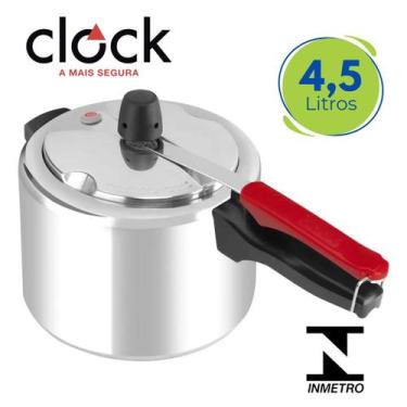Imagem de Panela De Pressão 4,5 Litros Polida Fechamento Interno Clock Alumínio,