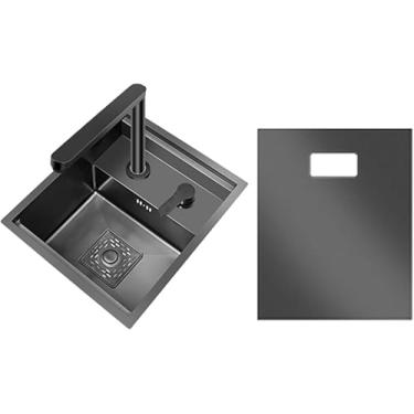 Imagem de Pia De Cozinha Pequena, Pia De Rv, Pia De Bar De Aço Inoxidável Com Torneira Quente&fria E Tampa, Perfeita Para Rv E Casa, 7-shaped Lift Faucet, 44x40cm