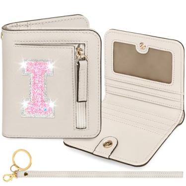 Imagem de YQE Carteira com inicial RFID para meninas pequenas, presentes na moda, aniversário, Natal, meia ideia de presente para adolescentes, filha, neta, sobrinha, 6, 7, 8, 9, 10, 11, 12, 13 anos, Branco, I