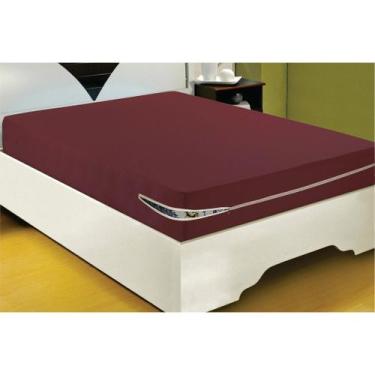 Imagem de Capa De Colchão Malha Gel Casal Padrão - Enxovais Realeza, Vinho