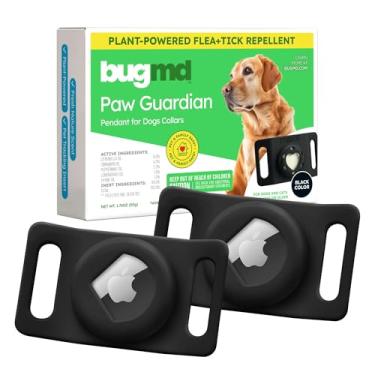 Imagem de BugMD Pingente Paw Guardian de pulgas e carrapatos (pacote com 2) com suporte para AirTag – Prevenção de pulgas e carrapatos à base de plantas para cães e gatos – Etiqueta de coleira para animais de