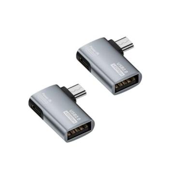Imagem de Norsimda Adaptador OTG alimentado por USB 2.0 de ângulo reto micro macho para USB fêmea para Samsung, Firestick, PS Classic, SNES Mini, NES/SNES Classic, Chromecast e mais smartphones ou tablets
