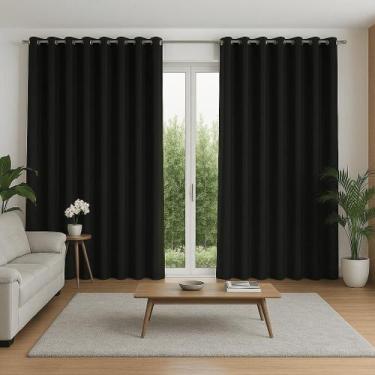 Imagem de Cortina Porta 6 Metros Blackout Tecido Grosso Para Varão 6,00x2,70 - M