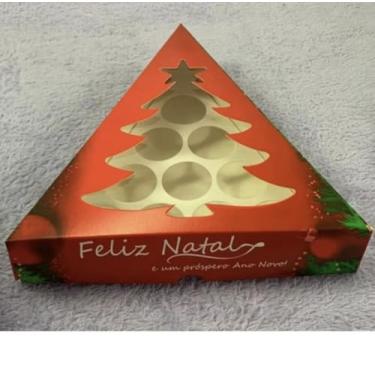 Imagem de Caixas de Natal Arvore Com Berço Para Biscoitos, Doces,Presentes, Embalagem com Visor em Acetato. (20 X 20 X 18 Cms) (30)