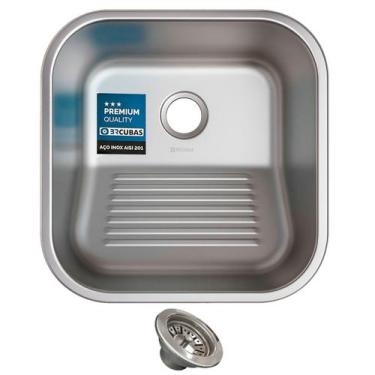 Imagem de Kit Tanque 40x40 Aço Inox Acetinado Premium + Válvula - BRCUBAS