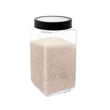 Imagem de Pote Vidro Tampa Visor Em Acrílico Gastro Preto 2,2L Lyor