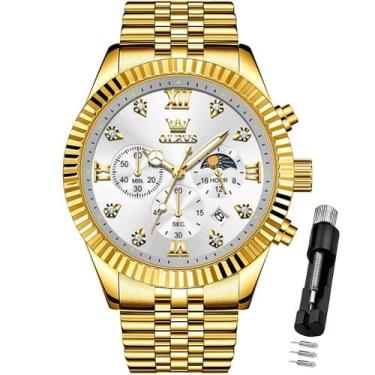 Imagem de Relógio OLEVS Silver Stainless Steel Big Face para homens