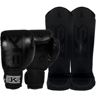 Imagem de Luva Muay Thai Boxe Kickboxing Sparring Caneleira Bks, Preto, 14oz