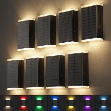 Imagem de Luzes solares de parede externas UGDLUCK IP67 à prova d'água 8 modos