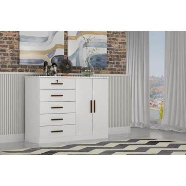 Imagem de Cômoda para Quarto com Sapateira 5 Gavetas - Space-Branco - Móveis Nov