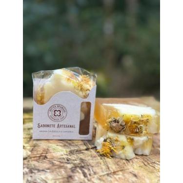 Imagem de Sabonete Natural  Glicerina vegetal  Calêndula & Camomila  - Botica Gr
