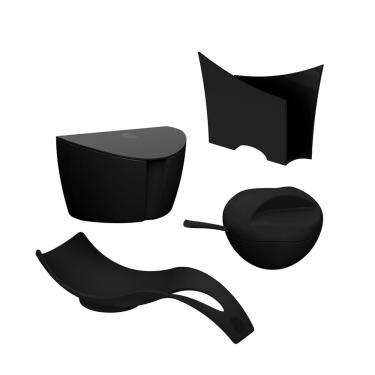 Imagem de Açucareiro Saleiro Porta Guardanapo Apoio Colher Preto 4un