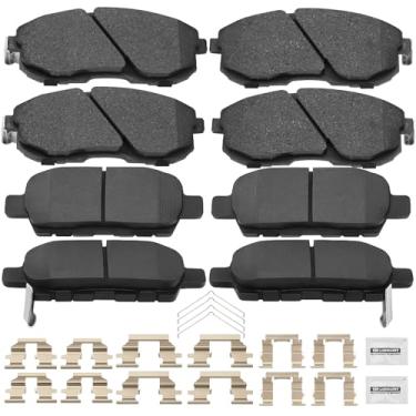 Imagem de D815A D905 Conjunto de pastilhas de freio a disco dianteiro e traseiro de cerâmica compatível com Nissan Sentra 2007-2019, Juke 2011-2017, Altima 2002-2013, Nissan 350Z 2003-2005, INFINITI G35 2003