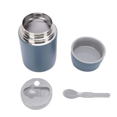 Imagem de Fockety Pote térmico para alimentos, recipiente portátil para sopa quente e almoço com alça dobrável, lancheira de aço inoxidável 304 para camping, escola e escritório ao ar livre (escuro)